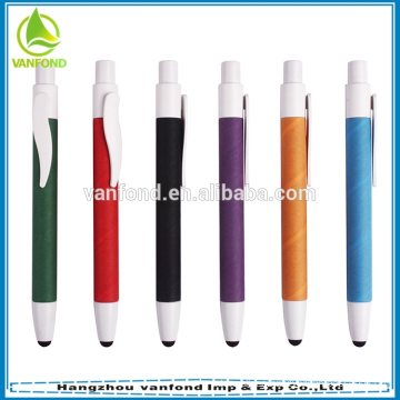 Mini eco paper barrel promotional pen with stylus